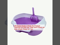 عمده فروشی محصولات پلاستیکی متوسط برای حیوانات خانگی تمیز کردن جعبه آشغال گربه توالت نیمه بسته توالت گربه طراحی ساده برای گربه ها
