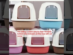 فروش داغ 5 رنگ آسان برای تمیز کردن Nonstick پایین کاملا بسته جعبه آشغال گربه با چمدان گربه