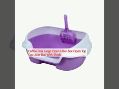 Coffee Pink Large Open Litter Box Open Top Cat Litter Box With Shield